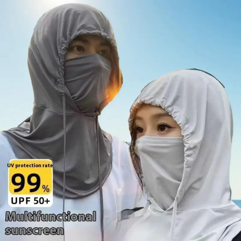 Nouveau masque solaire respirant avec visière en soie glacée, protection intégrale du visage et du cou pour hommes et femmes, idéal pour le cyclisme en extérieur