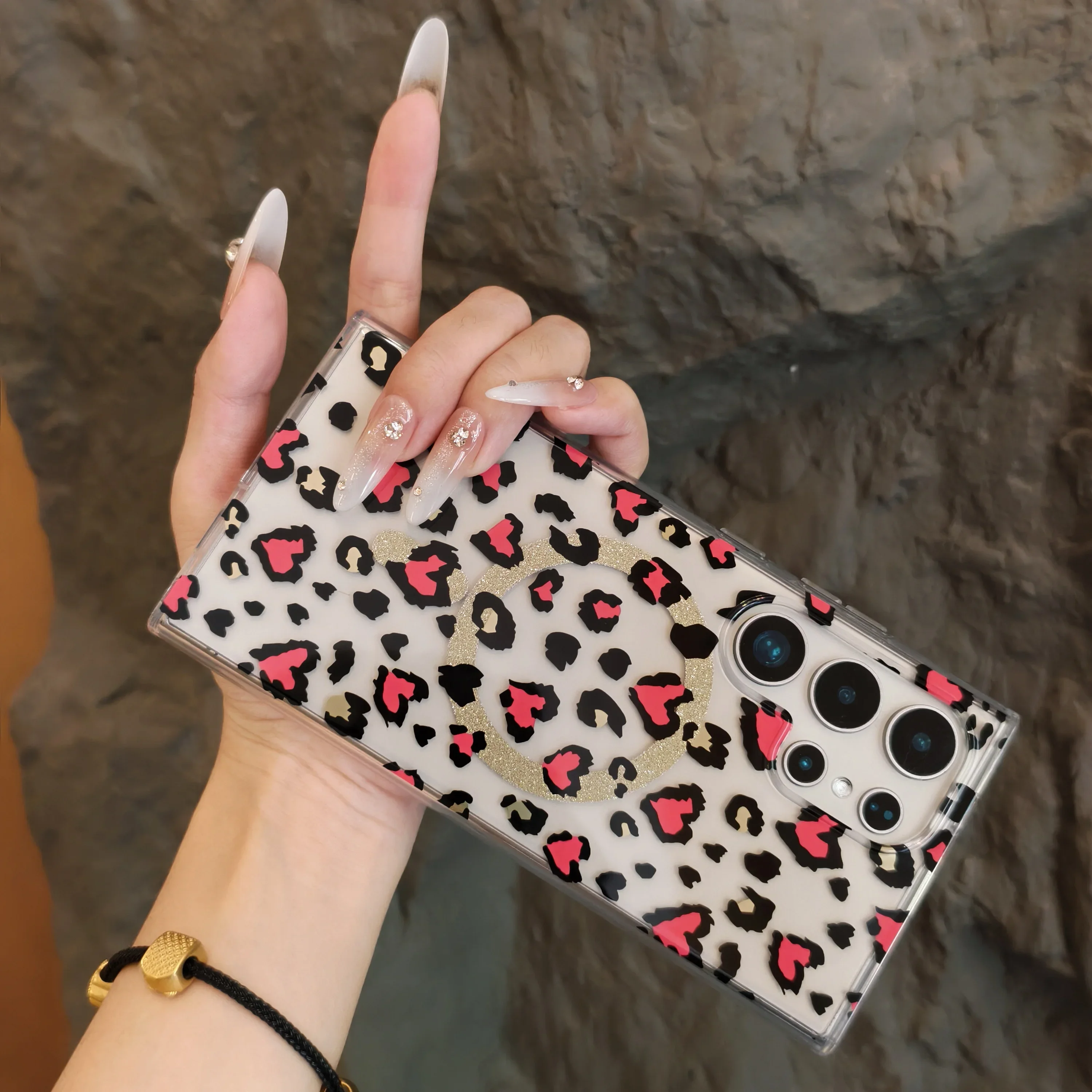 

Модный чехол для мобильного телефона с леопардовым принтом для Samsung S23 S24/S25, противоударный защитный чехол S25 FE. (ПК+ТПУ) водонепроницаемый