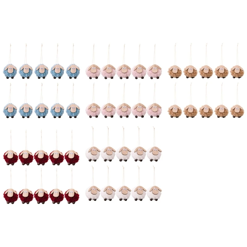 Paquete 10 adornos navideños oveja fieltro, decoraciones colgantes elegantes para festivales, envío directo