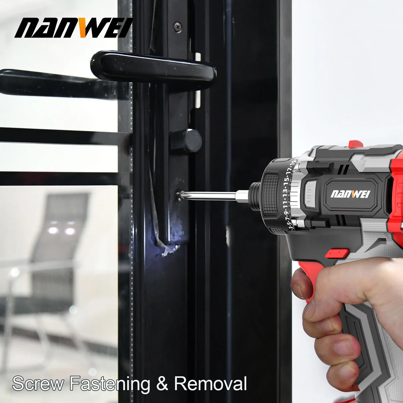 Nanwei Power Tool Brushless Dual Speed Screwdriver Cordless Mini Electric Screwdriver 45NM DIY Home Screwdriver Multi-Functional