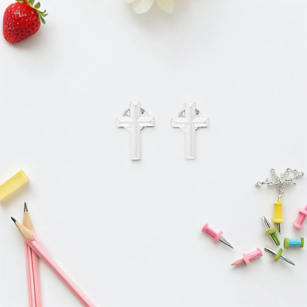 12Pcs Cross Brooch Alloy Pins Unique Lapel Pin for DIY Clothing Hat Sweater Accessories Metal Cross Shape Badges
