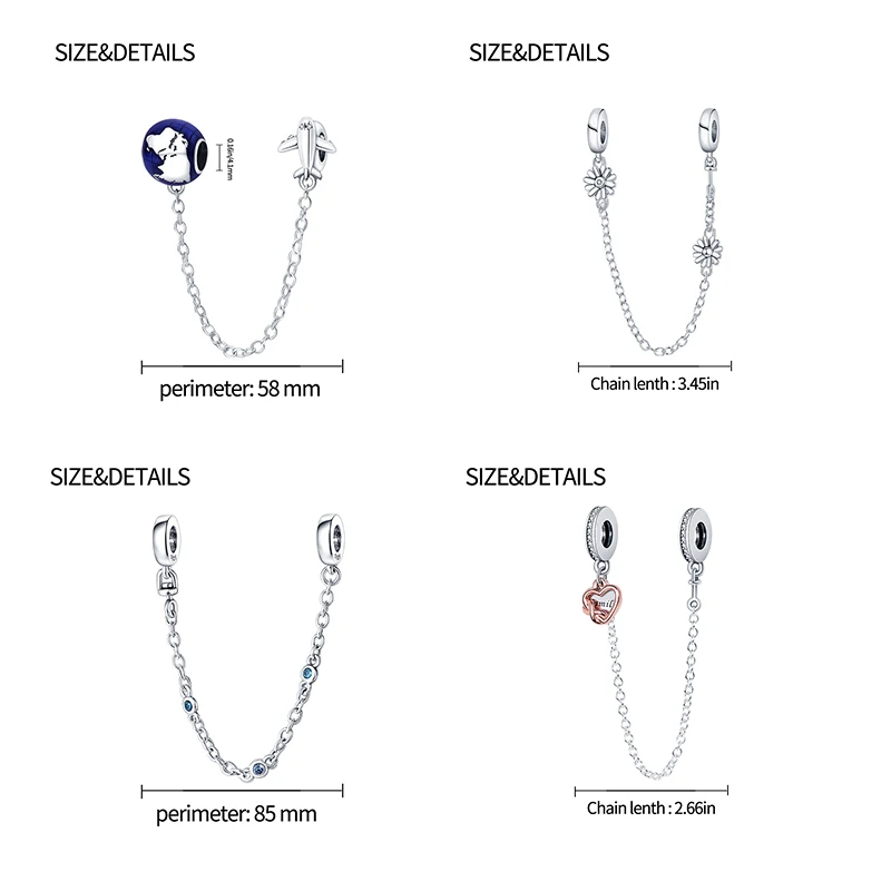 Pandora corrente de segurança 925 prata esterlina novo 100% prata esterlina 925 floral pandora corrente de segurança com zíper para mulher original