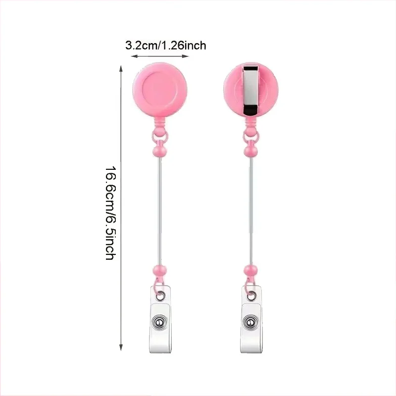 6/12Pcs Random Color Retractable Badge Reels with Clip Cord, DIY ID Holder for Nurse Office School TMZ