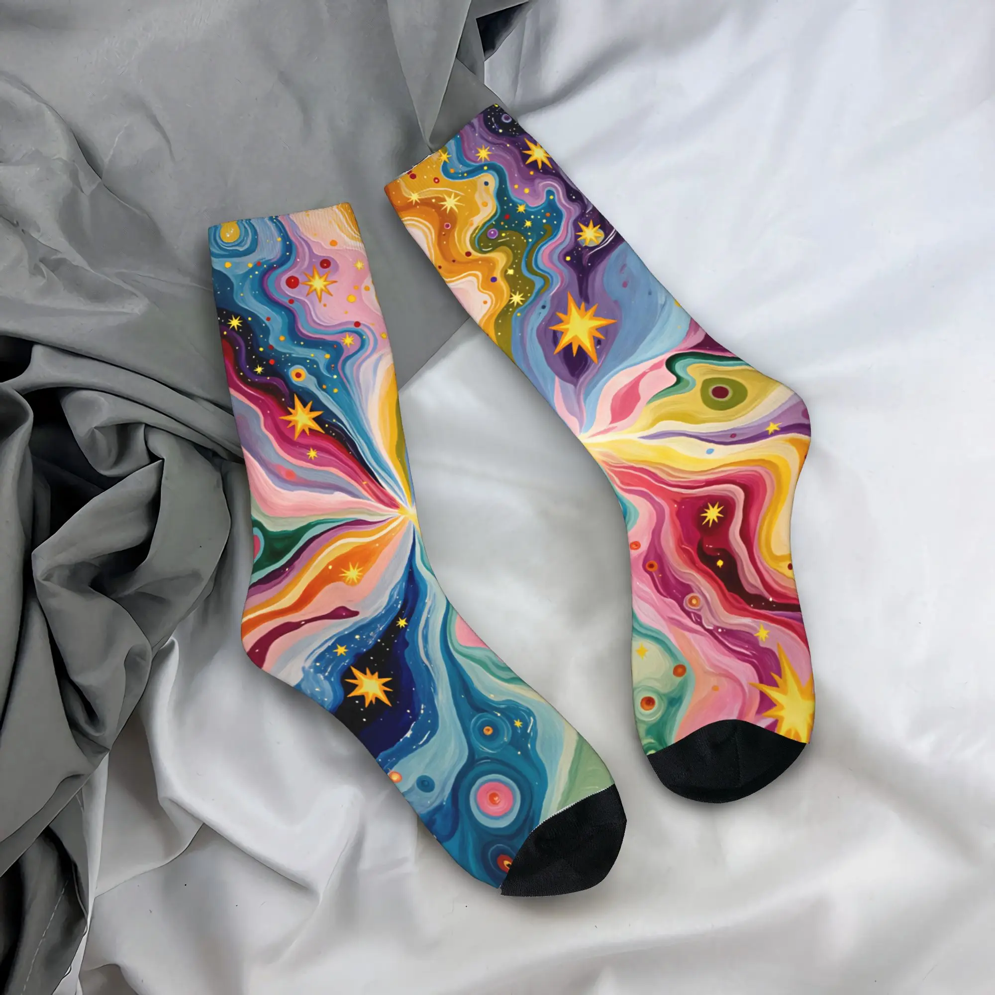 Abstract Swirl Disorder Stockings  Kawaii Socks Adults Men Soft Socks Winter Skateboard Design Anti Sweat Socks Gift
