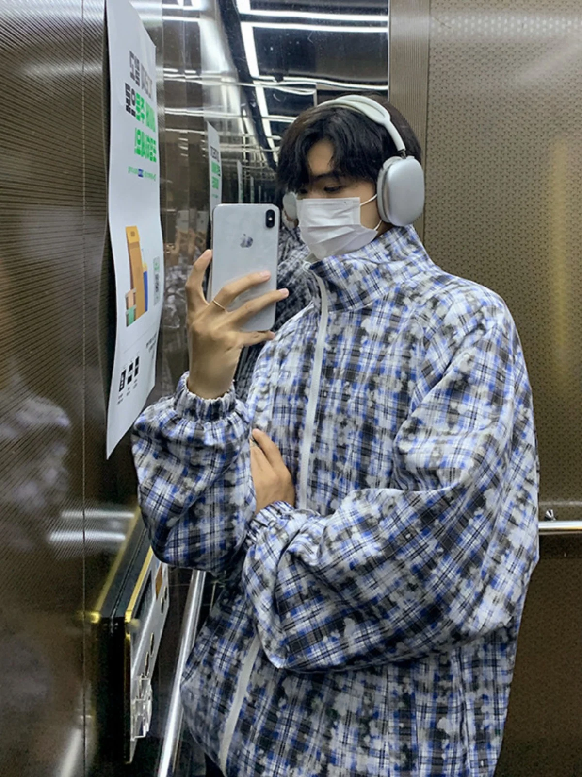 

Куртка-оверсайз в клетку, весенне-осенняя, повседневная, свободного кроя, молодежная, модная, двусторонняя, трендовая, брендовая