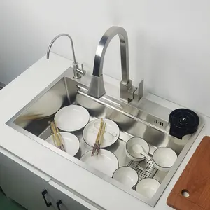 Multifunktionales Küchenspüle mit Schneidküchenspüle, über der Theke, Glasscheibe, 304 Edelstahl 10 Hauptverkaufswaschschuh - №7
