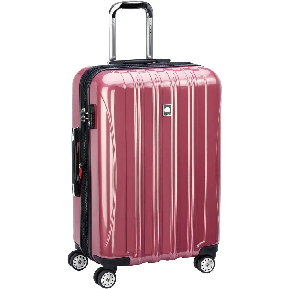 Medium 24 Inch Expandable Luggage with Spinner Wheels in Peony Pink, Hardside Helium Aero Design