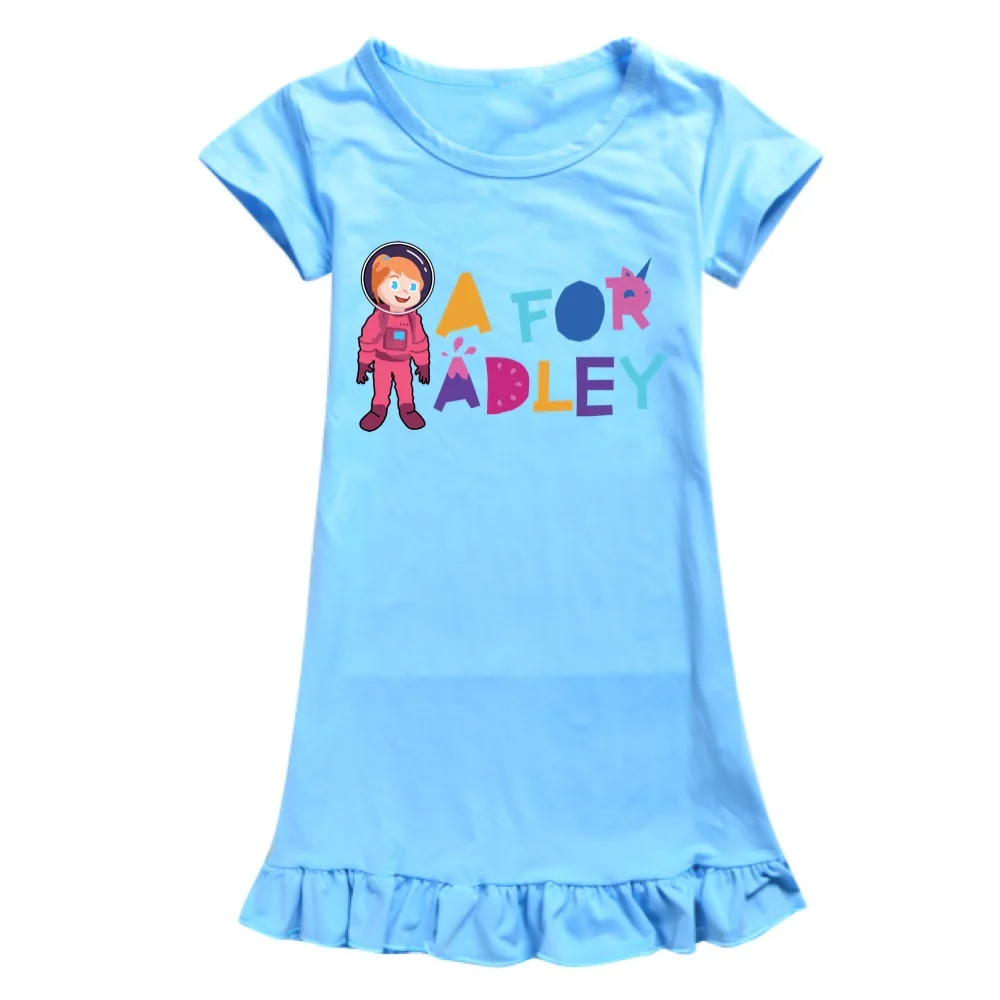 A For Adley Kids Nightgown Cartoon Toddle Nightdress Girl Sleepwear Nightie Summer Short Sleeves Nightwear Child Clothes