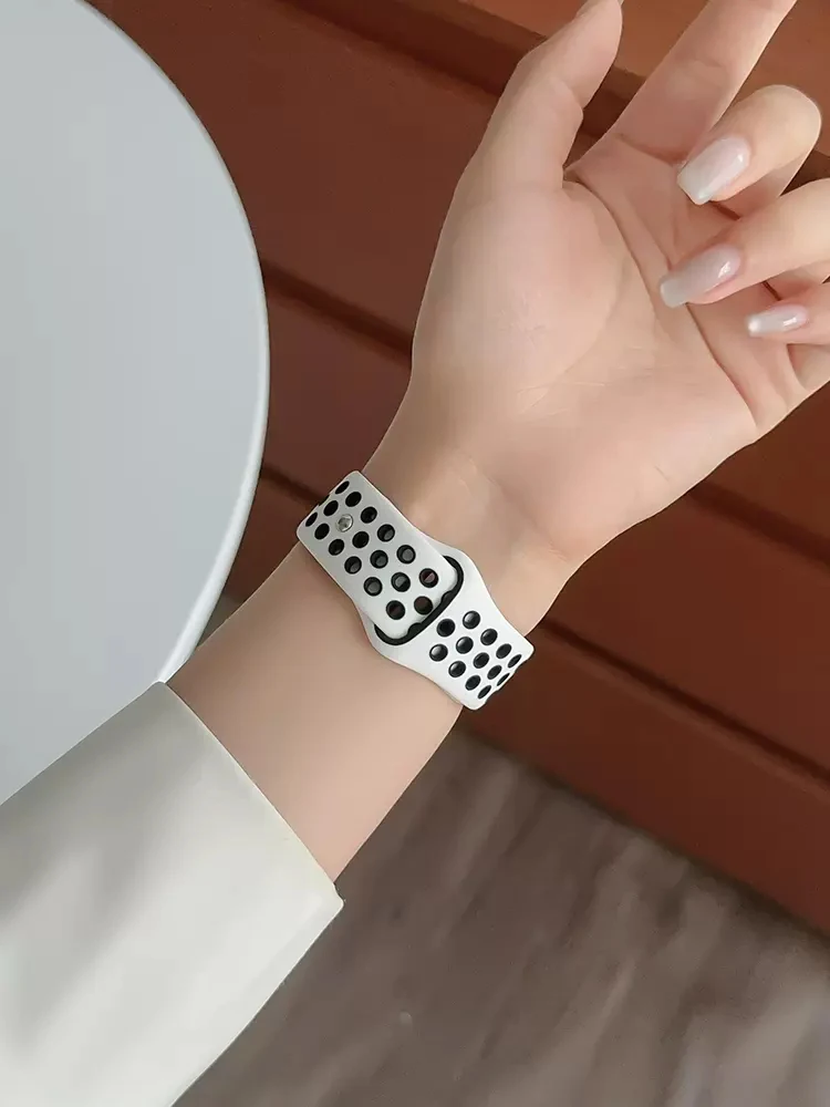 Sportarmband für Apple Watch Ultra 4 3 2 49 mm 38/40/41/42/44/45/46 mm, atmungsaktives Silikonarmband für iWatch Series 12 11 10 9 8 7 SE – Detail 5