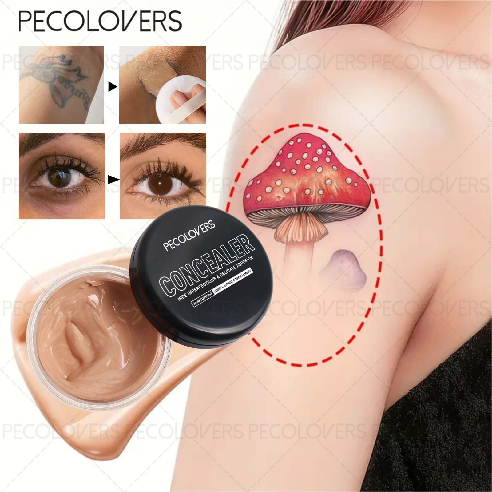 1PC フルカバレッジコンシーラー/ファンデーションメイクアップ - 体/顔をカバー、防水、ナチュラルマット仕上げ、保湿、耐久性