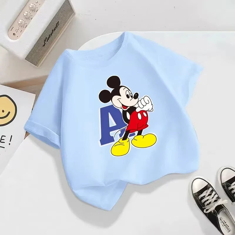 

Disney Mickey Minnie Summer Short Sleeve Cartoon Printed Baby Girl T-shirt Boys Girls Comfortable T-shirt Casual Top