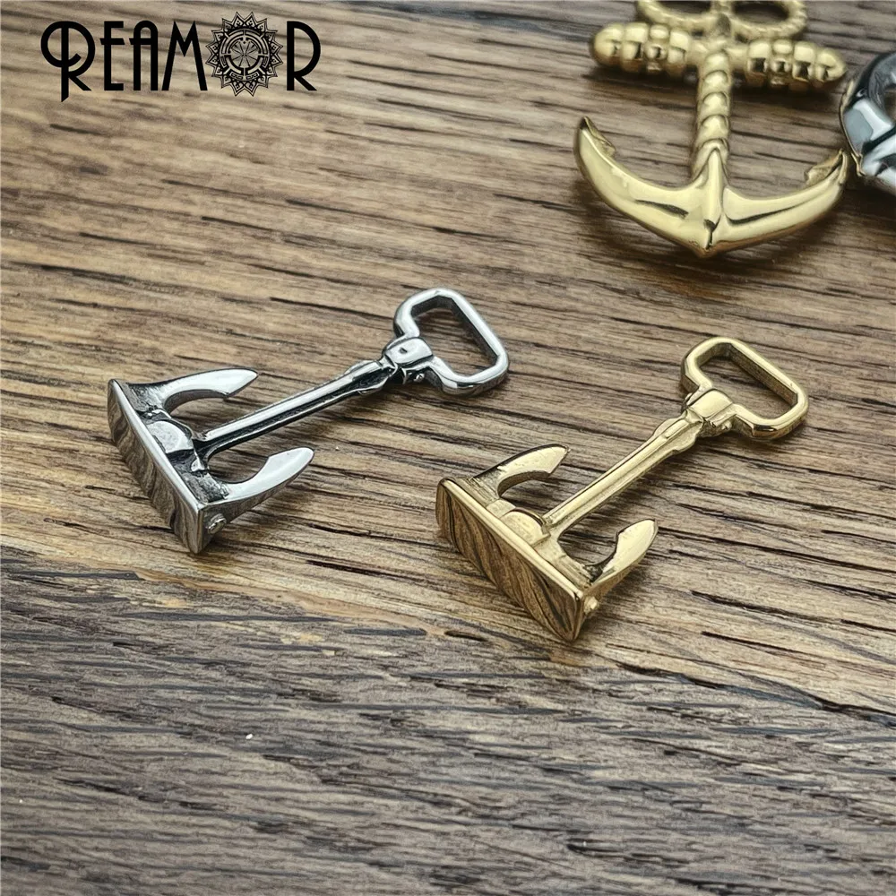 REAMOR 2pcs Gold Color Stainless Steel Anchor Hook Double Hole Necklace Pendant For Bracelet Connector Clasp Jewelry Accessories