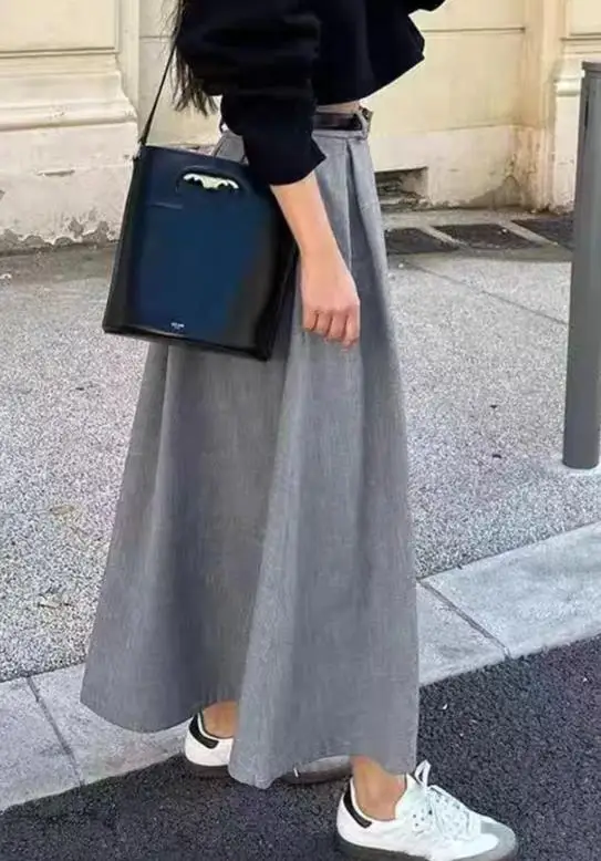

Women's Fashion Half Skirt 2025 Autumn/winter New Women's Casual Fashion Solid Color Long Skirt Half Skirt Women's Wear