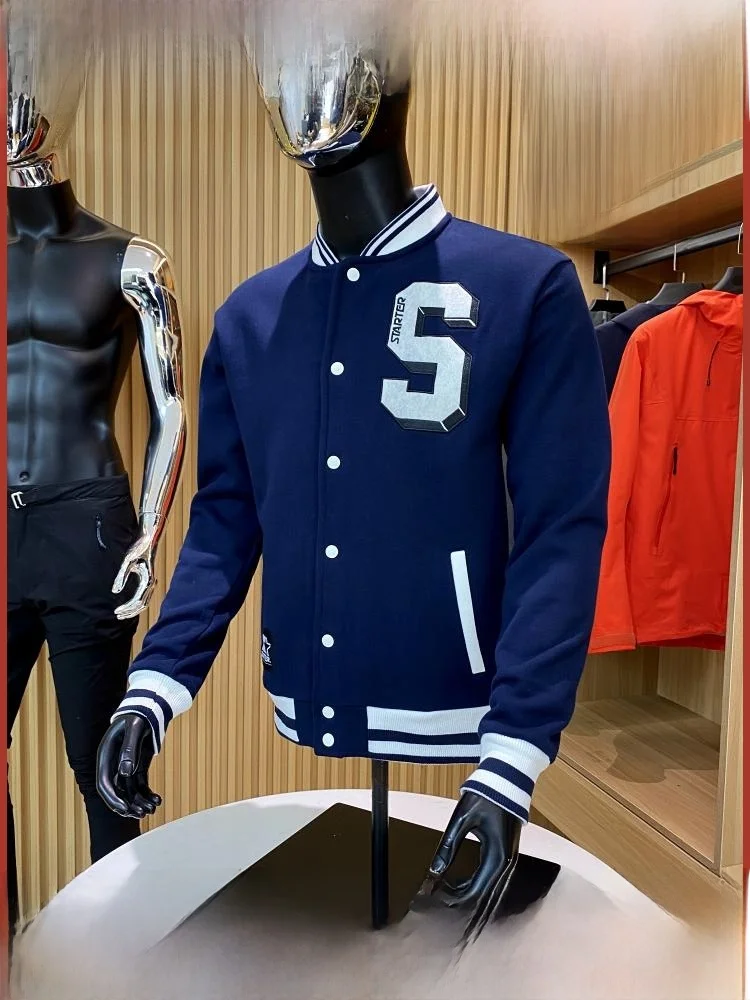 

Прошитый! Вышивка буквами Color Blo! Осенне-зимнее уличное мужское модное пальто с бейсбольным воротником, модное пальто