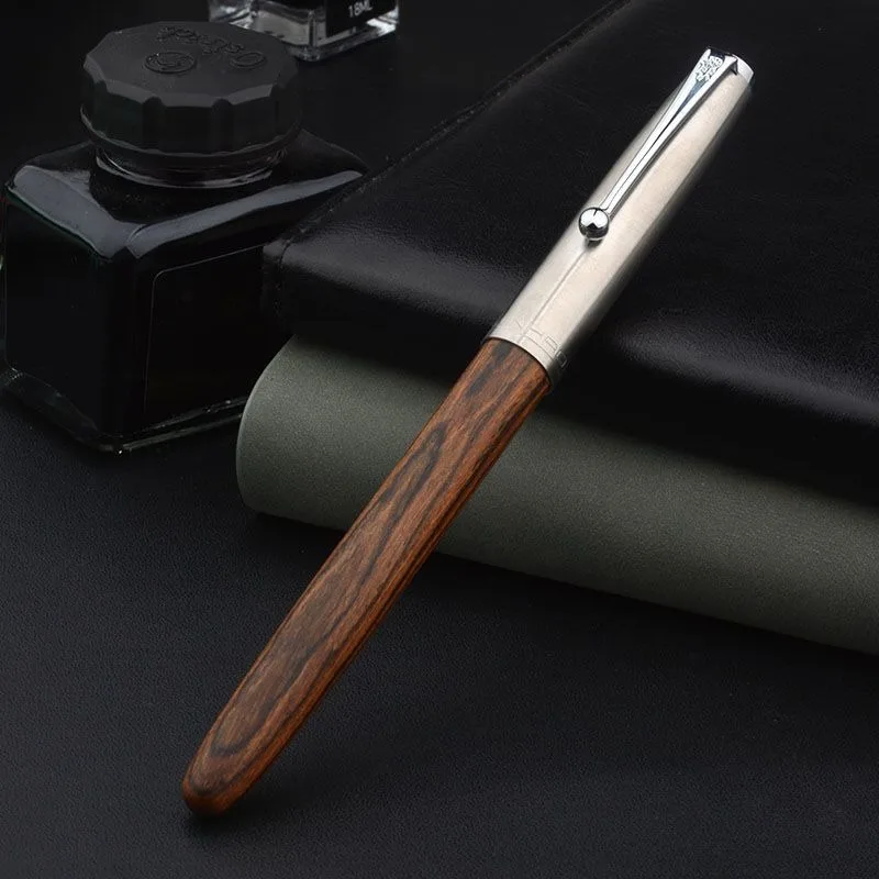 

No.5 Long Knife Nib BALAOYE Luxury Wood Fountain Pen 1.0mm Tiger Pattern Ergonomic Pen for Students Comfortable Grip Stationery