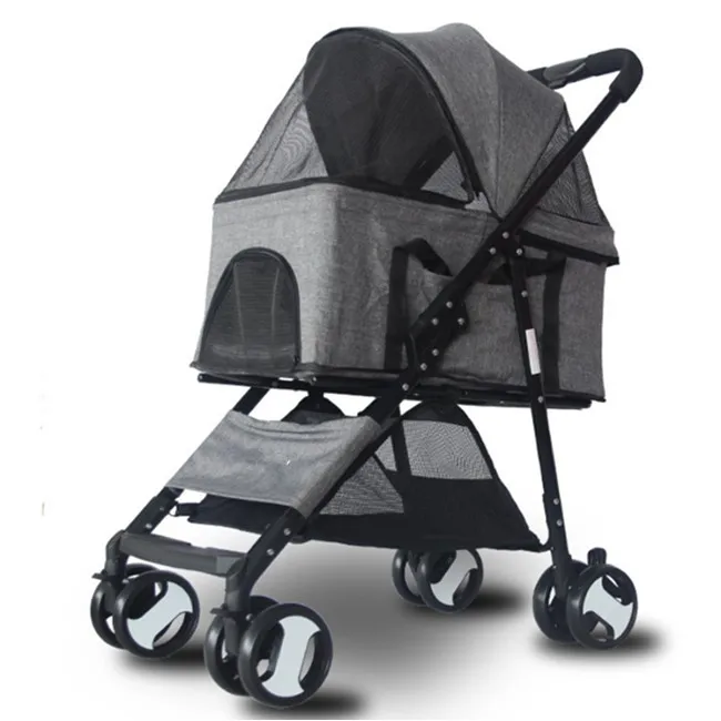 

4 Wheels Pet Stroller Cat Dog Cage Stroller Travel Folding Carrier