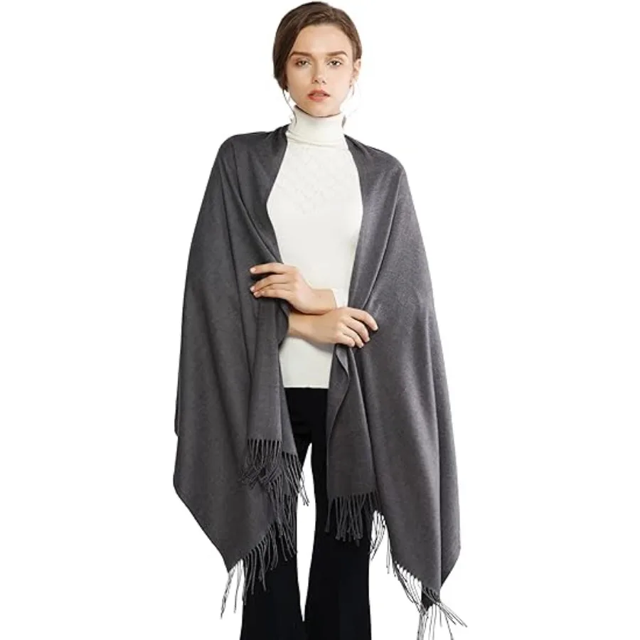 

Women's Scarf Pashmina Shawls and Wraps for Evening Dress Bridesmaid Wedding Bridal Winter Warm Long Large Scarves，Dark Grey