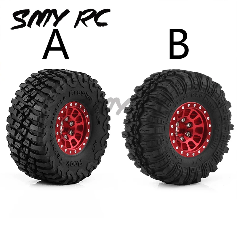 Juego de neumáticos de goma para coche teledirigido RC Crawler Axial SCX24 TRX4M FCX24, 4 piezas de Metal, 1,0, 1/18