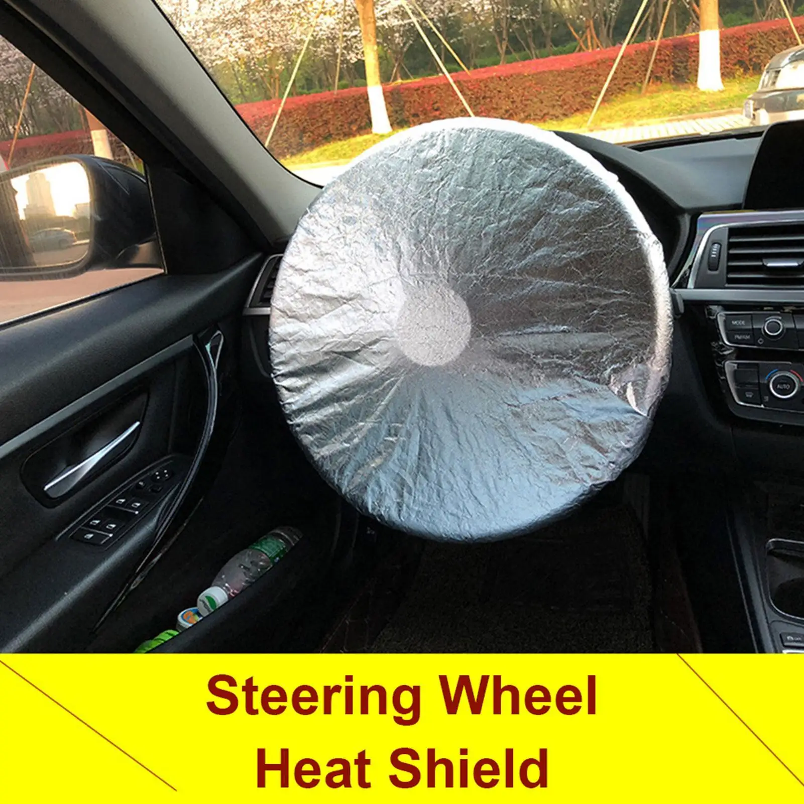 Car Steering Wheel Sun Block Silver Coated Cloth Sun Shade Cover Auto Steering Wheel Sheath Sunscreen Insulation Accessories ﻿