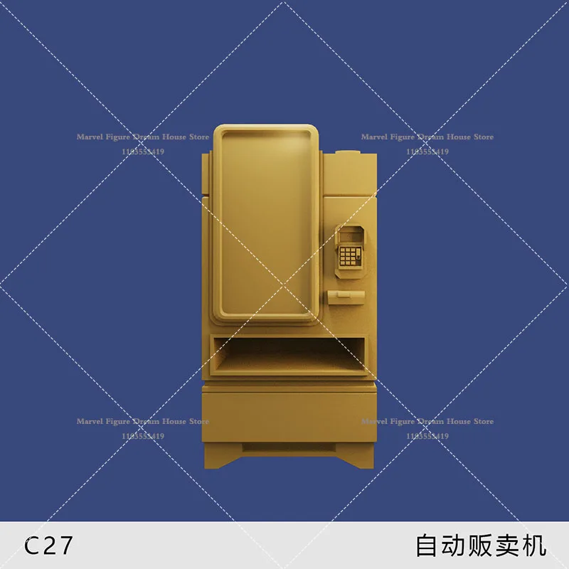 1/64 Miniaturowa Scena Cyberpunkowa Akcesorium Lalka Biały Model Niepomalowany Model Automatu Sprzedającego Pasuje do Figurki Akcji Min