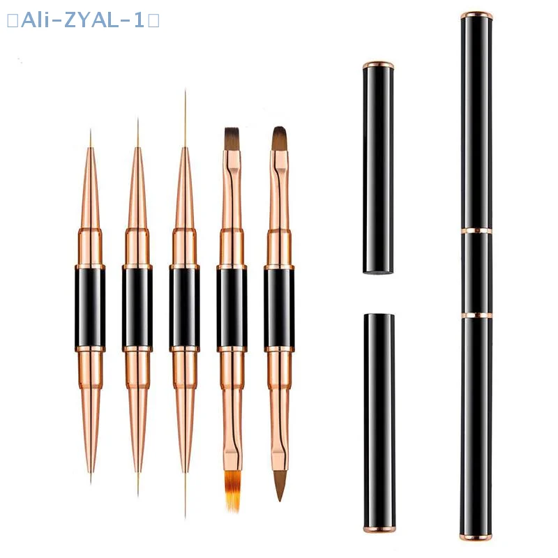 【ZYAL-1】5 Stück doppelseitige Nail Art Pinsel Liner Detail dünne Pinsel Nagel Zeichenstift 3D Nail Art Dekorationen zu Hause DIY Manik