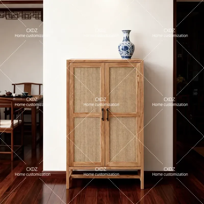 New Chinese Style Rattan Wabi Sabi Dining Side Cabinet Tea Storage Rack Zen High End Customization Home Improvement Furniture