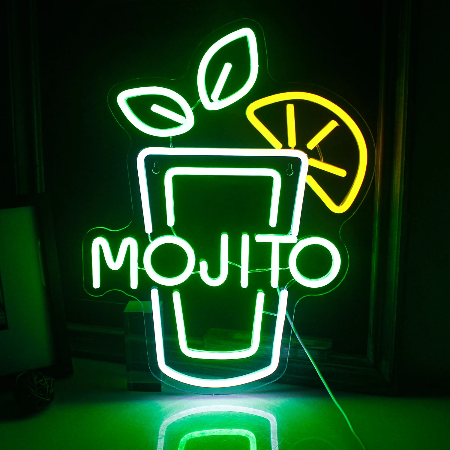 

NOSUN Cocktails Neon Sign Green Mojito LED Sign Dimmable Drink Neon Signs for Wall Decor Neon Lights Signs for Bedroom Bar Club