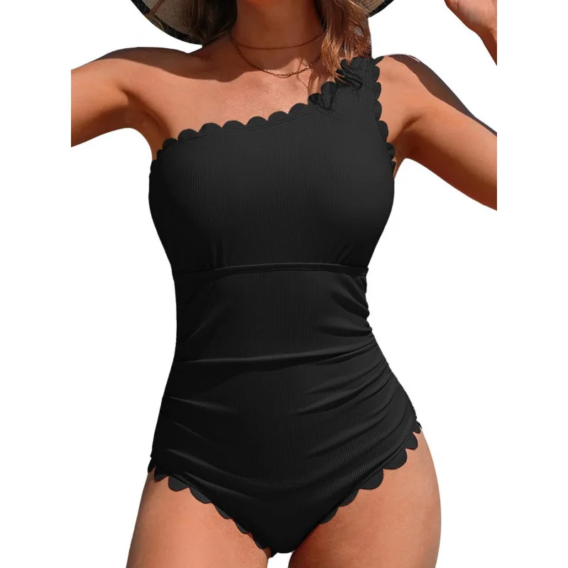 

2025New One-Piece Swimsuit Sexy Solid Color Strap Tight Lace Bikini