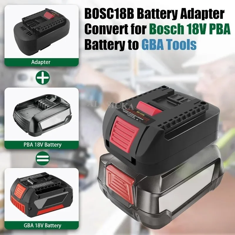 Para herramientas de batería Bosch 18V GBA adaptador de batería BOSC18BS para baterías Bosch 18V PBA a herramientas eléctricas de batería Bosch 18V GBA