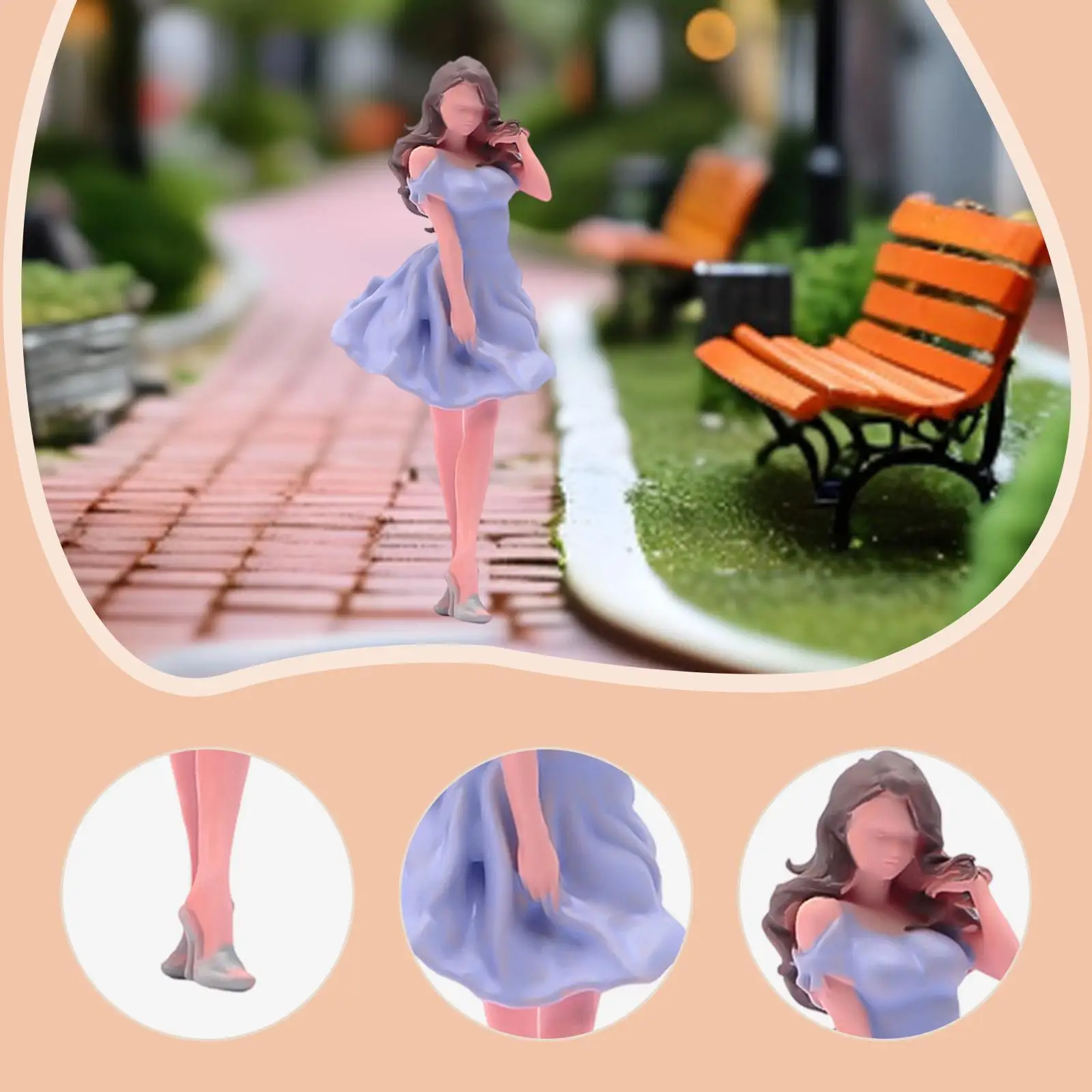 Figura Miniatura de Menina em Escala 1/64, Modelo de Pessoas em Miniatura, Coleção Mini Diorama para Acessórios de Fotografia e Decoração de Cenários DIY