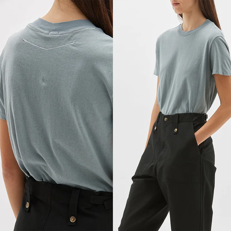 

Хлопковая футболка с диагональным перекрученным швом и декором из видимых нитей для женщин, мягкий топ с диагональным разрезом, австралийский дизайнерский продукт