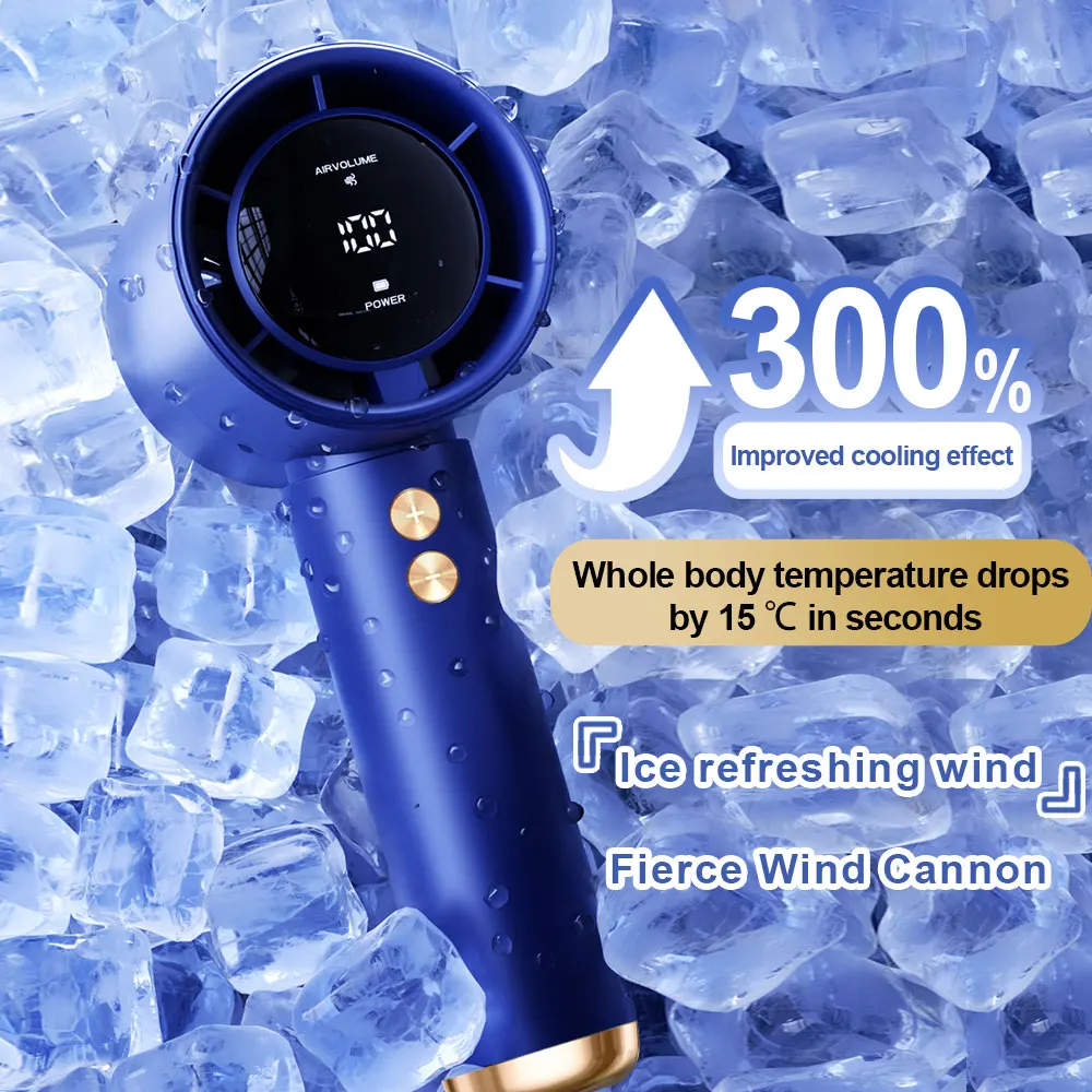 2026 New USB Mini Fan Powerful 100 Speed LED Display Handheld Fan Portable Charging Turbo Small Fan Desktop Small Electric Fan