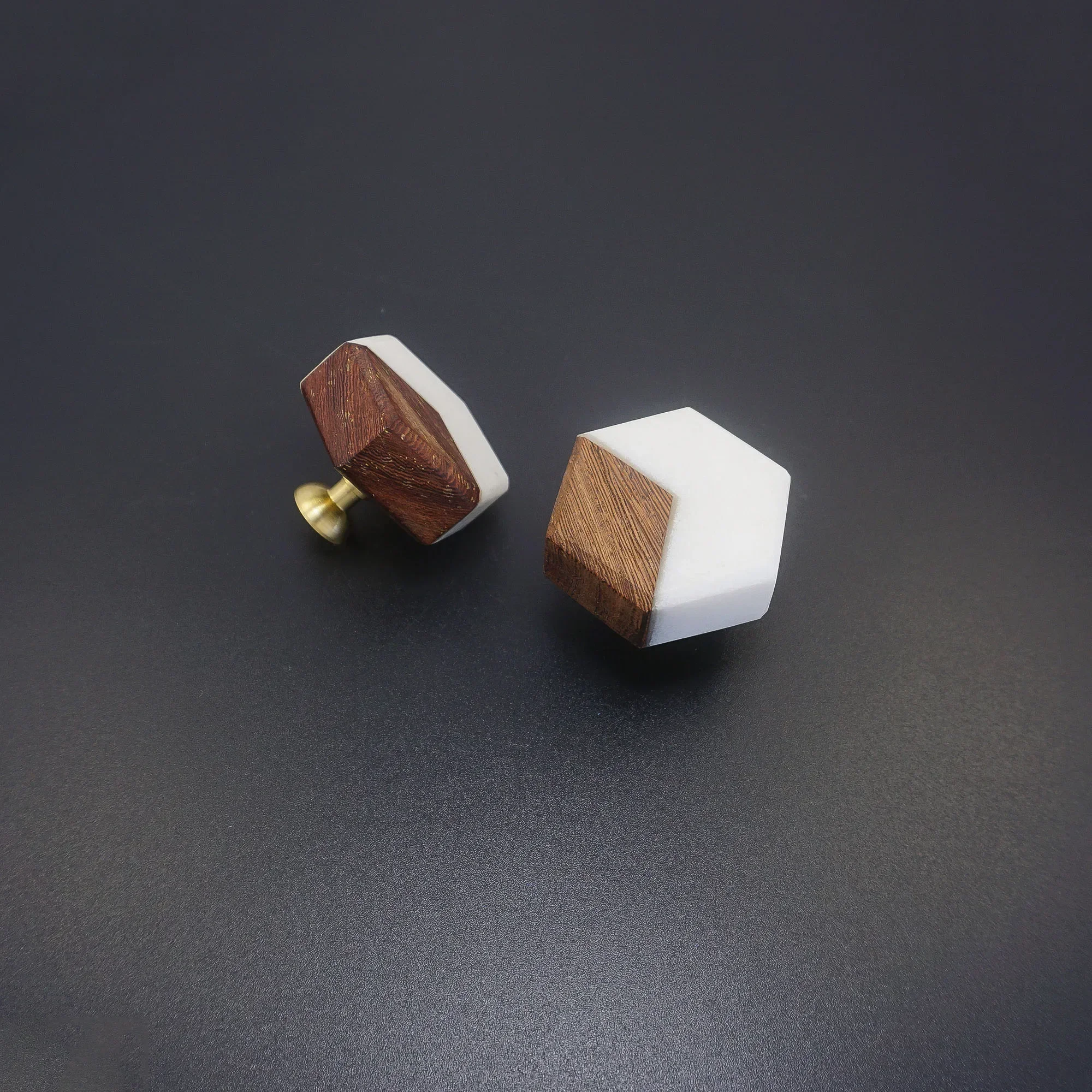 yes1 PC Natural Stone Wooden Furniture Handles Rural Cabinet Drawer Knobs Brass Base Wardrobe Pulls Modern Kitchen Cupboard Hand