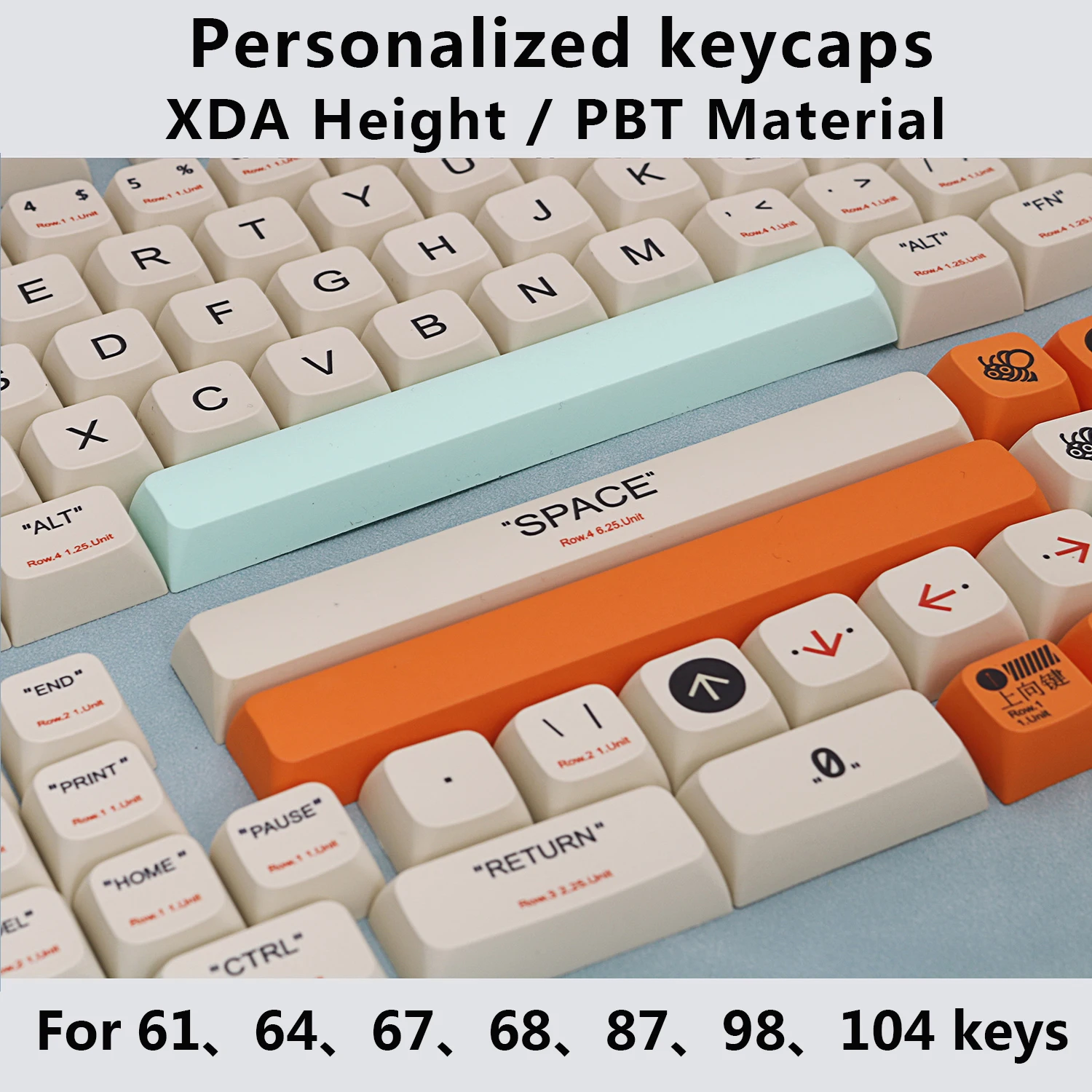 PBT 레트로 키캡 XDA 프로필 DYE-SUB Bee 맞춤형 키캡, Cherry MX GATERON 스위치 게임용 기계식 키보드, 139 키