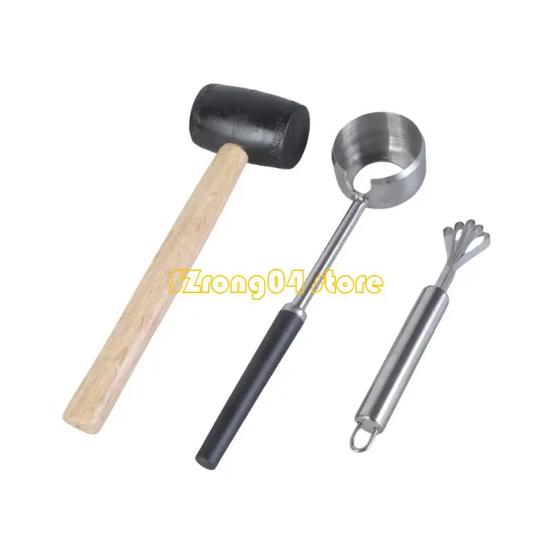 

H4GD Coconut Opening Cutter with Rubber Hammer Coconut Planer Easy to Use