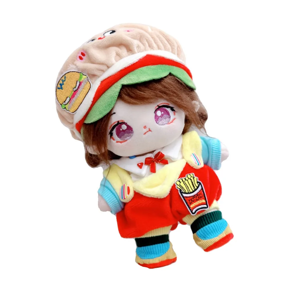 Cartoon 20cm Cotton Doll Food Clothes Mini Fried Chicken Cotton Doll Clothes Red Hamburg 20CM Cotton Doll Rompers