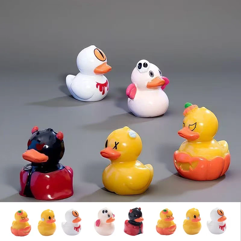 

25PCS Mini Ducks Halloween Home Decoration Kawaii Demon Pumpkin Duck Desk Decorative Figurines Fairy Garden DIY Accessories