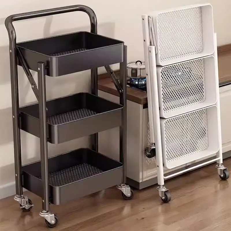 Foldable  White and Black Hairdressing Trolley