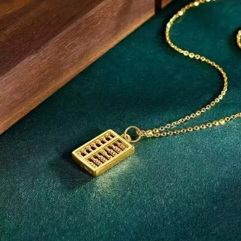 

LABB, полностью золотой кулон 999, счеты, 3D твердый золотой женский золотой кулон, бутик ювелирных изделий, подарок D0252