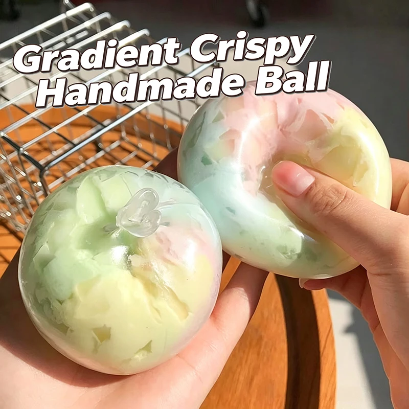 Gradient Macaron Chocolate Crunch Squeeze Anxiety Relief Ball Crispy Shell Squishy Toy ASMR Pleasing Sensory Gift for Adults