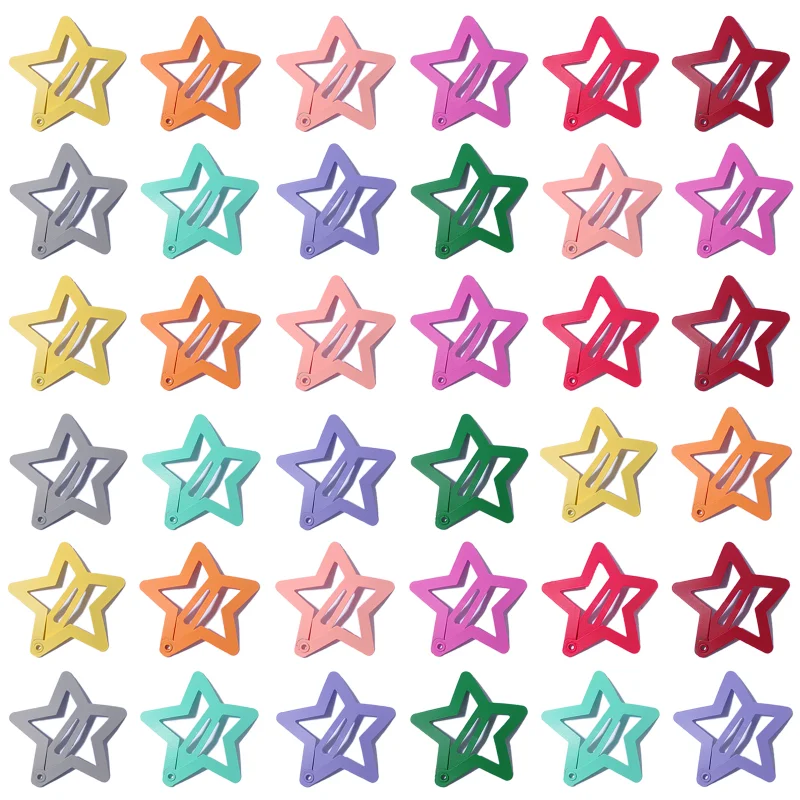 1/20PCS Colorful Star BB Hairclips Y2K Girls Star Barrettes Metal Snap Clips Hairpins Women Headdress Hair Jewelry Accessories