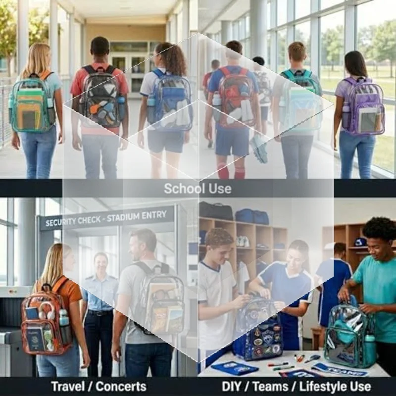Clear Backpack Waterproof PVC Transparent 1Pcs Stadium Approved for Baseball Games Music Festivals