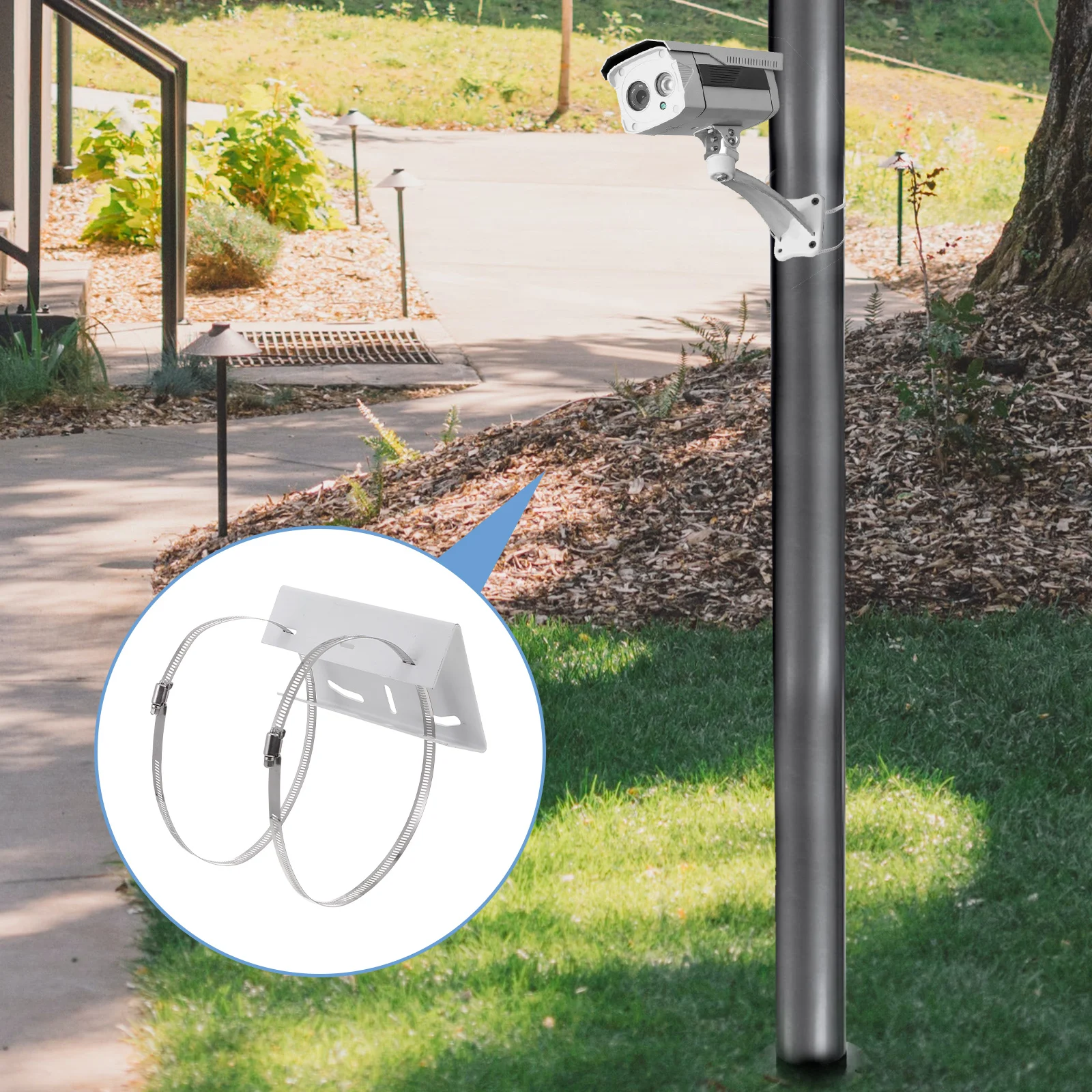 

Pole Mounting Bracket Hoops Brackets for Security Cameras Wall Mount Adapter CCTV Camera MountBracket Sturdy Durable Easy