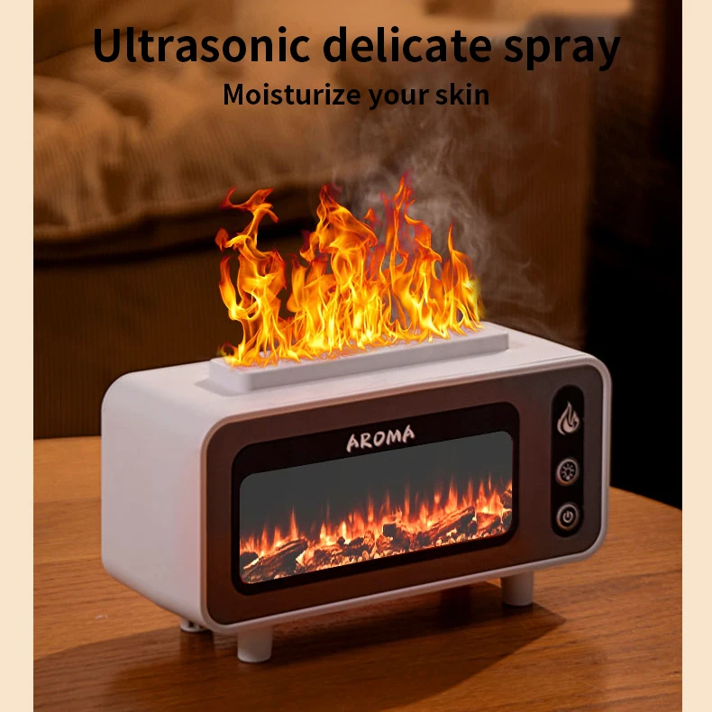 Fireplace Diffuser 7 Colors LED Ultrasonic Aroma Essential Oil 3D Simulated RGB Fire Flame Air Humidifier for Home Office Use
