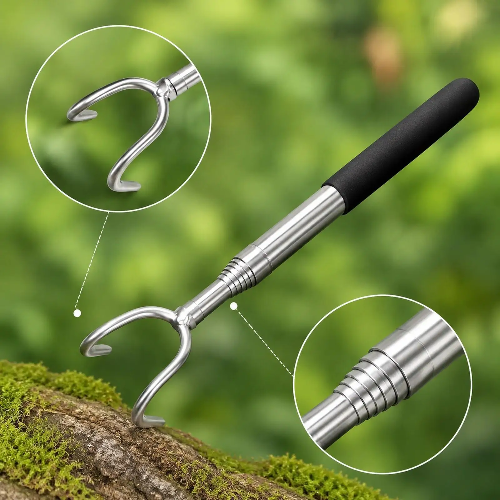 Mushroom Foraging Picker Telescopic Mushroom Picking Tool Versatile Stainless Steel Sturdy Compact Grabber Mushroom