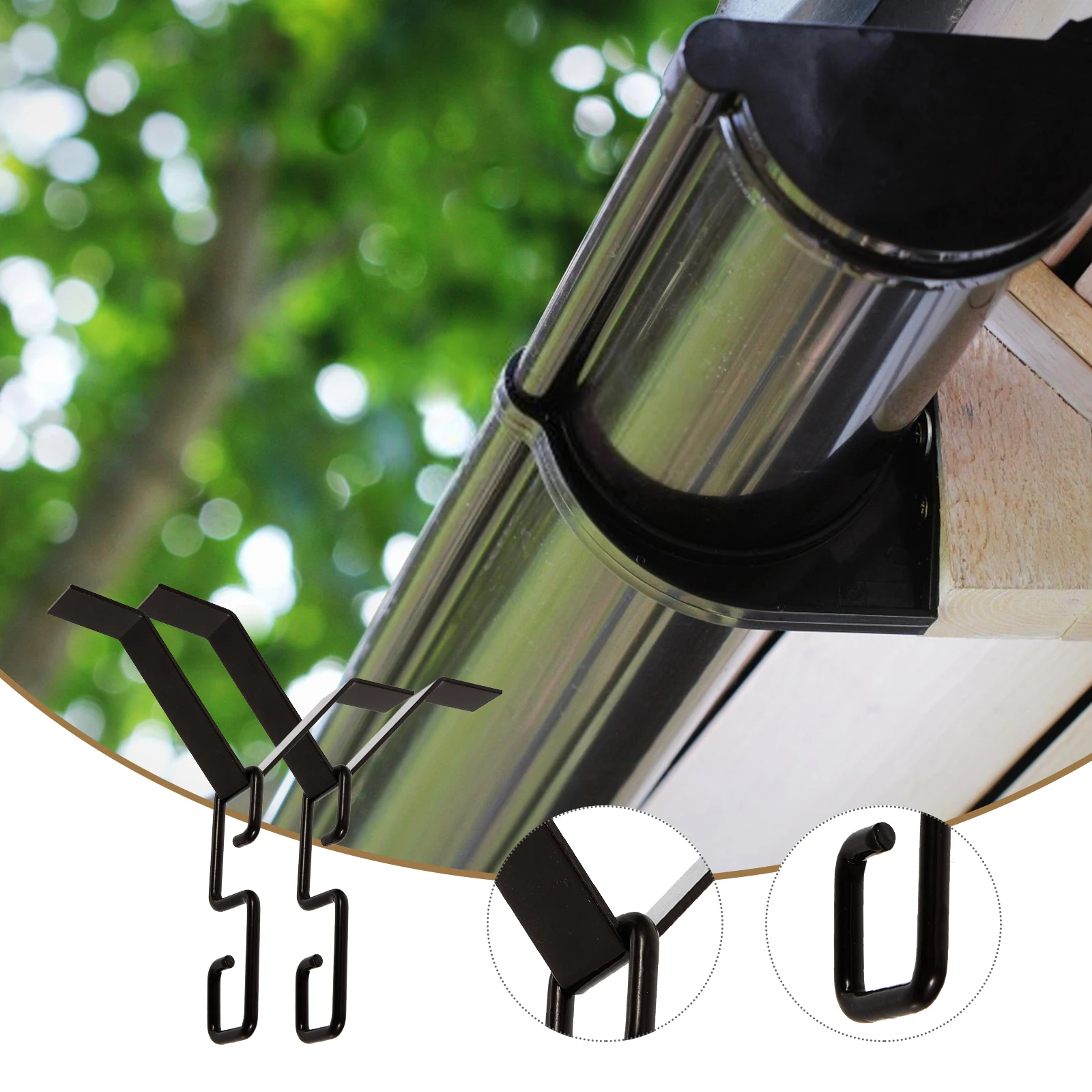 

2 set 2 Sets Chain Hooks Outdoor Gutter Adapter Downspout Outlet Metal Hook For Rain Chains Decorative Drainer Replacement