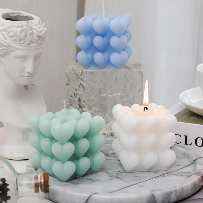 الشموع المعطرة للمنزل تصميم القلب الشموع للمنزل المعطرة مربع غرفة ديكور طويلة الأمد الحلي لغرفة المعيشة القهوة