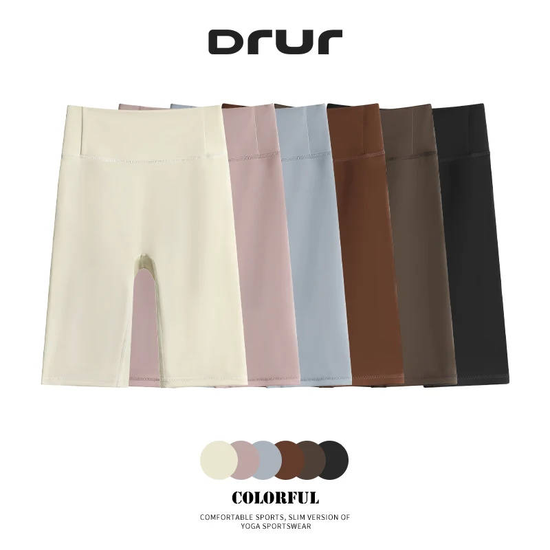 DRUR Women High Waist Yoga Shorts Peach Hip Push Up Seamless Tummy Control Biker Shorts Quick Dry Fitness Running Sportswear Gym