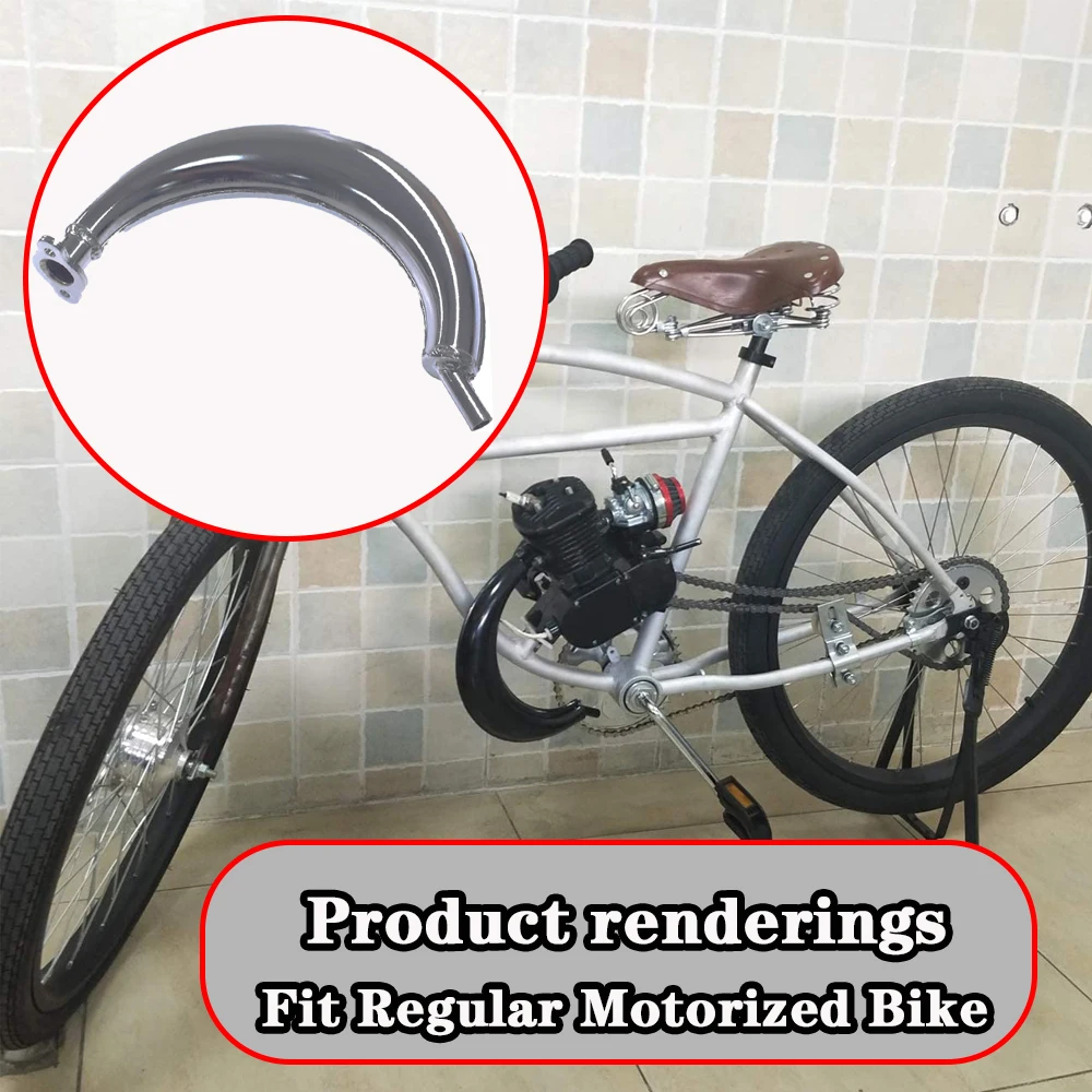 40mm Banana Silencer Muffler Exhaust Pipe Chrome Upgrade For 49cc 60cc 66cc 80cc 2-Stroke Engine Motor Motorized Bicycle Bike