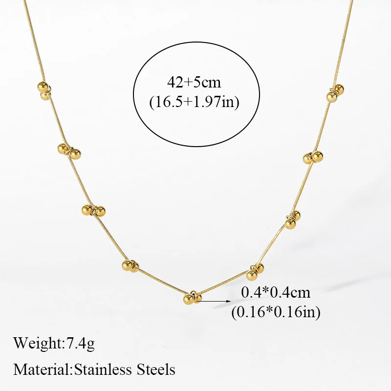 EILIECK 316L Stainless Steel Gold Color Beads Choker Necklace For Women Girl Fashion Neck Chain Non-fading Jewelry Birthday Gift